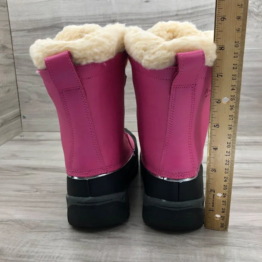 Bearpaw Boots Kids Girls 4 Kelly Pink Leather Wool Lined Winter Waterproof Boots